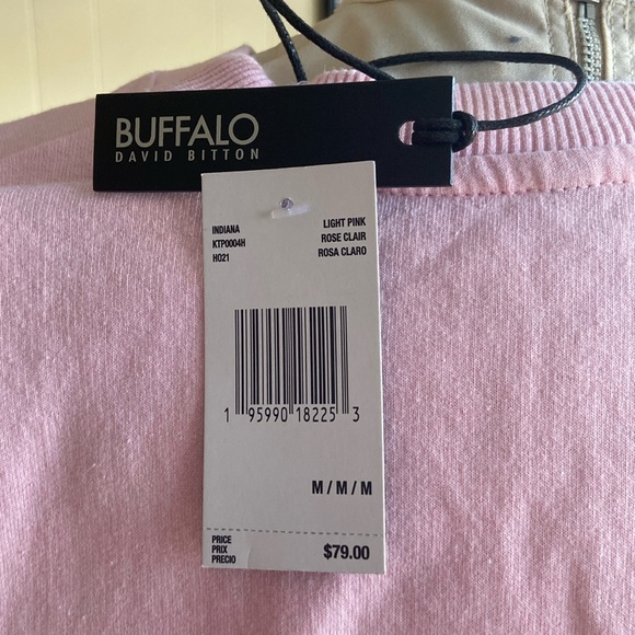 Buffalo David Bitton NWT size M Indiana Padded Shoulder Sweatshirt light pink - Picture 5 of 8
